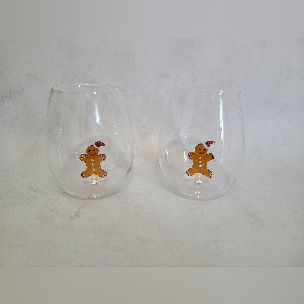 Viral Icon Glasses - Gingerbread Icon Stemless Wine Glasses - Set Of Two (2)